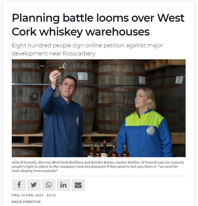 West Cork Distillers Planning Battle Looms